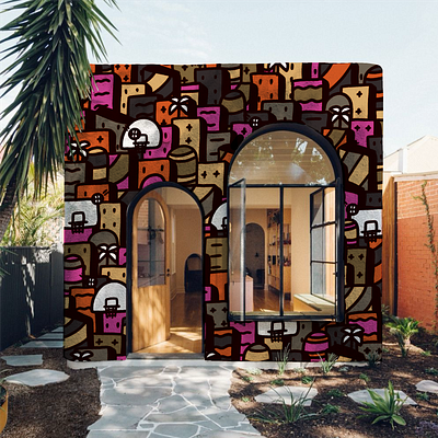 Digital mural painting #4 architecture doodle drawing house mural villa