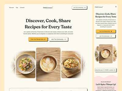 Recipe Sharing Landing Page Design app landing page branding card design design food food landing page graphic design illustration landing page neopop ui ui design web design website website ui