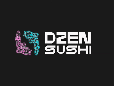 Neon Logo Design for sushi delivery in Japanese cyberpunk style animation branding cyberpunk ecommerce fish graphic design horeca illustration japan logo logotype naming neon sushi typography