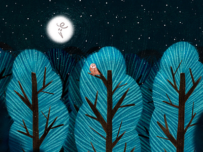 Gaze: looking at each other animal art artwork design forest illust illustration ipad leaf moon night owl peachtober24owl photoshop shadow star starrynight tree tweetyheather wood