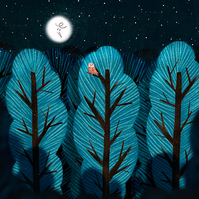 Gaze: looking at each other animal art artwork design forest illust illustration ipad leaf moon night owl peachtober24owl photoshop shadow star starrynight tree tweetyheather wood