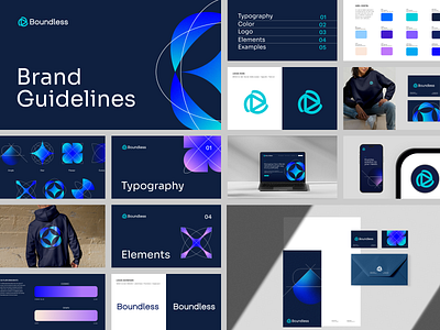 Tech Software Company Brand Identity Design blue brand branding design designer geometric gradient graphic design guide icon logo mark purple software startup tech vector