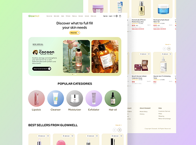 Cosmetic and Skincare e-commerce landing page branding ui