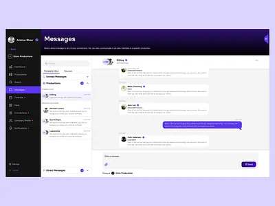 Production Messaging chat communication message organization ui web app web design