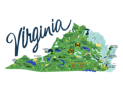 Illustrated Virginia digital illustration illustrated map illustration map map design map maker virginia