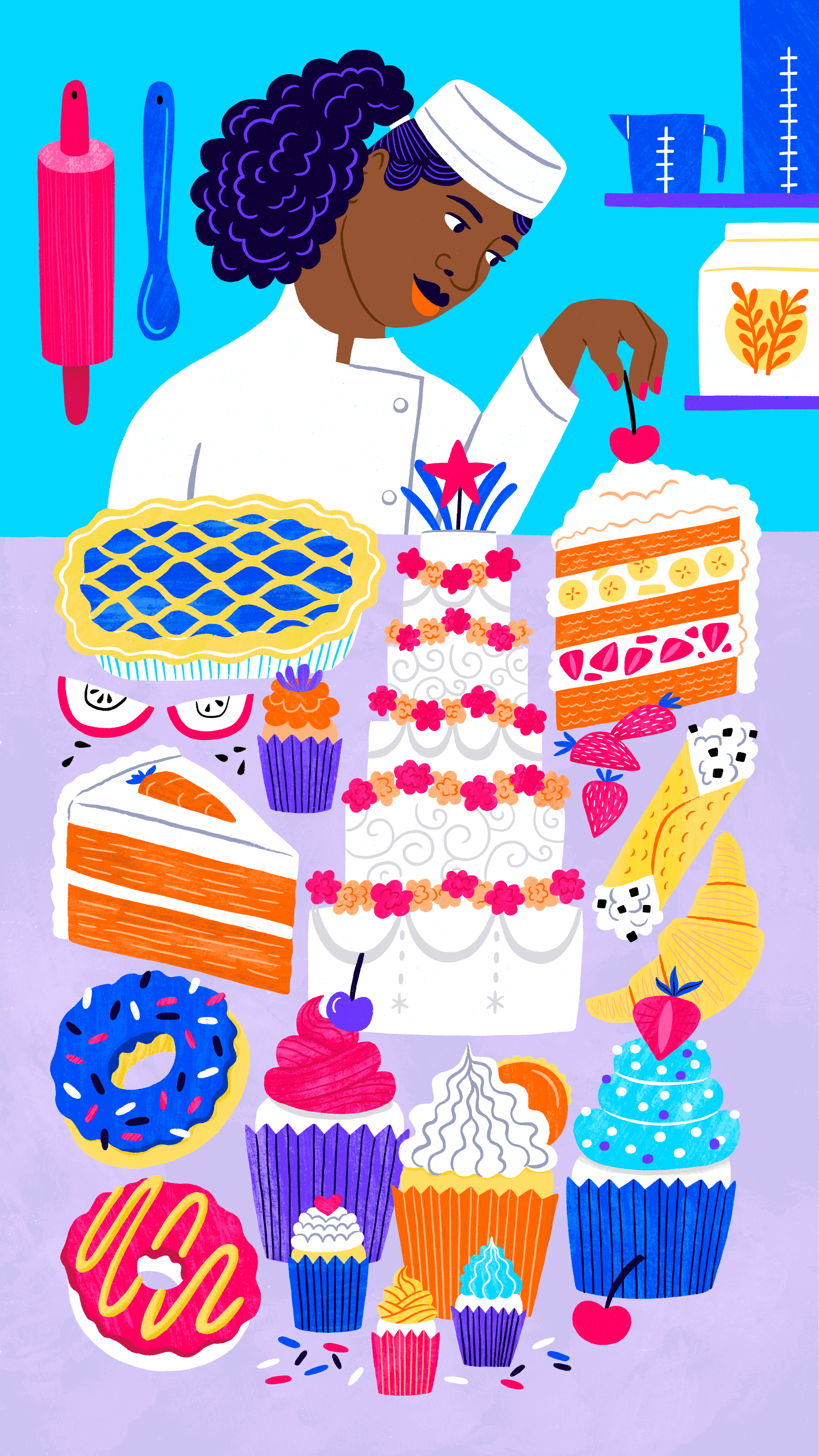 Illustration and Animation for Sallie Mae Culinary Scholarship bakery cake cupcake food food illustration illustration pastry pie