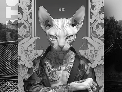 極道 ai branding cat daliy design illustration poster print