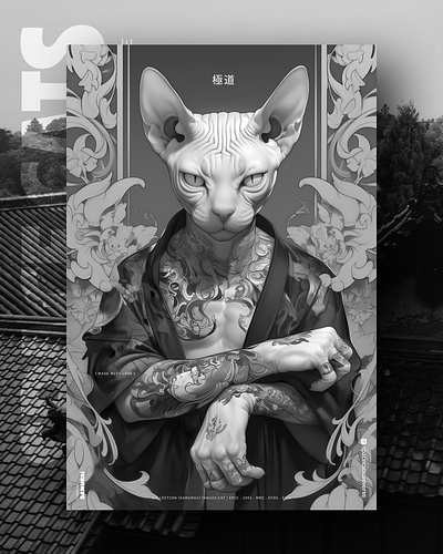 極道 ai branding cat daliy design illustration poster print