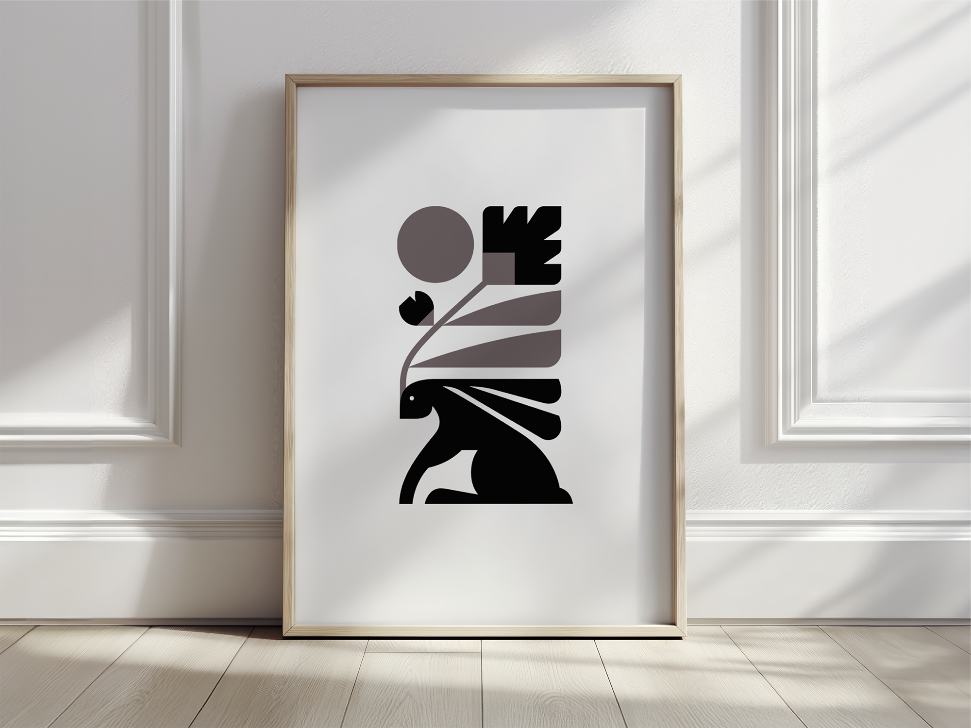 Harbinger animal art bunny flat floral frame georeductivist illustration leaf minimal minneapolis parks poster posters for parks print rabbit screenprint spring sun