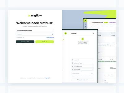 Zingflow 2024 / User login ai landingpage onepage productpage ui ux web webapp webdesign website