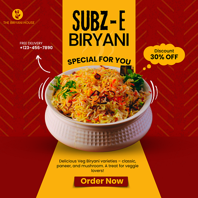 Food poster biryan ad biryani poster branding canva design designing food food poster graphic design illustration logo poster design ui ux vector