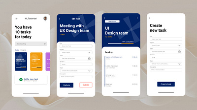 Task Management Mobile App Design app app design dailyui design designtip figma figma design interface design mobile design product design prototype task app ui ui design uiux uiux design ux ux design