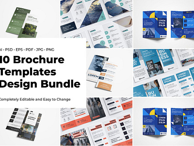 Brochure Template Bundle - 10 Flyer brochure bundle brochure design brochure template business brochure corporate brochure dl flyer dl flyer design dl flyer template flyer flyer bundle fold template tri fold trifold brochure trifold template