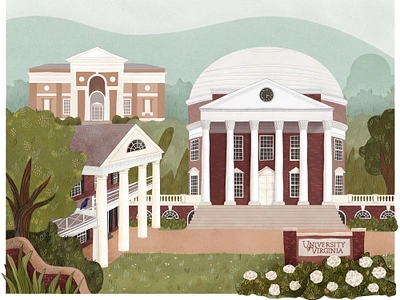 University of Virginia campus illustration charlottesville digital illustration editorial illustration illustration university illustration virginia