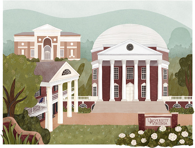 University of Virginia campus illustration charlottesville digital illustration editorial illustration illustration university illustration virginia