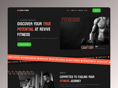 Revive Fitness - Fitness Website Design fitness gym landing page sport ui web design