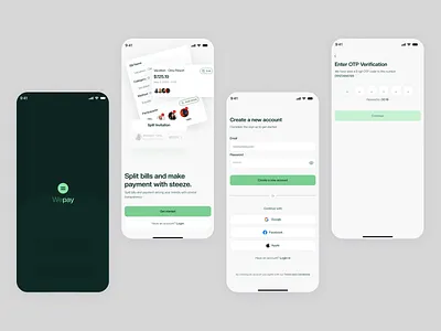 Wepay: A Bill Splitting App billsplitting dashboard mobile mobile app design otp sign up ui design