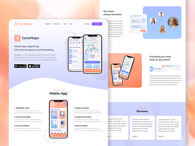 CareMaps app landing page ui