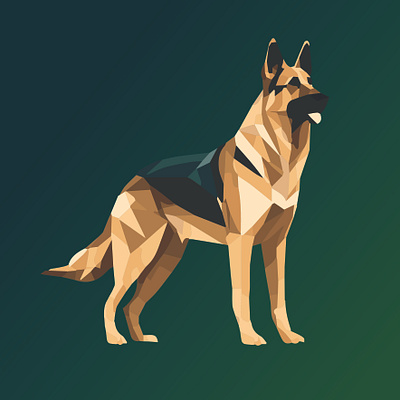 German Shepherd background blue brown dark dog german shepherd green illustration mosaic