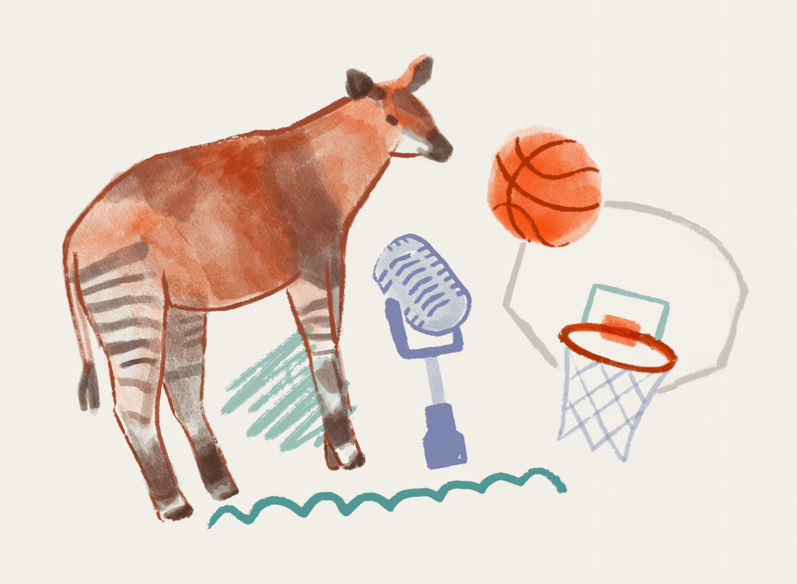 Ted Kriwiel - About Illustration animal drawing basketball basketball hoop hand drawn illustration illustration system microphone scribbble