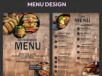Food Social Media Menu Design branding creative design food graphic design illustration menu design social media