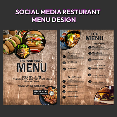 Food Social Media Menu Design branding creative design food graphic design illustration menu design social media