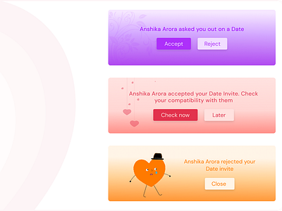 Connect-e-dil : From Pixels to Hearts accept app bouquet compatibility connect connect e dil date design graphic design heart rejection rose ui uiux valentine