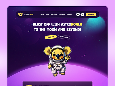 Astrokoala - Memecoin landing page blockchain cryptocurrency design landingpage memecoin ui uiux ux web3 website