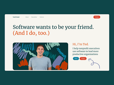 Ted Kriwiel Hero abstract animation brand identity hand drawn motion design non profits software web design webflow development webflow website website design