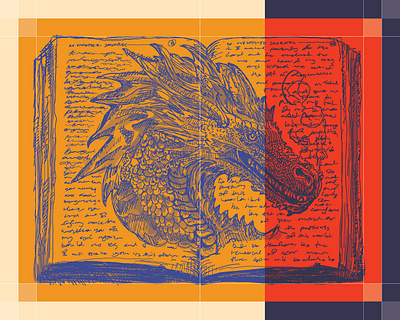 Smaug in Bilbo's Journal art artwork digital dragon drawing eink environment fantasy fire hobbit illustration journal lord of the rings mythical notes series smaug smoke texture tolkien