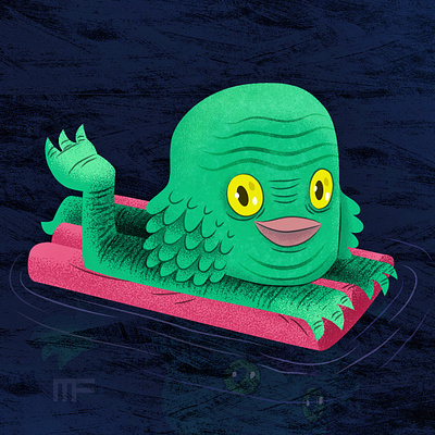 Gill-man affinity designer black lagoon character design cute drawlloween gill man halloween illustration kawaii monster tweedlebop