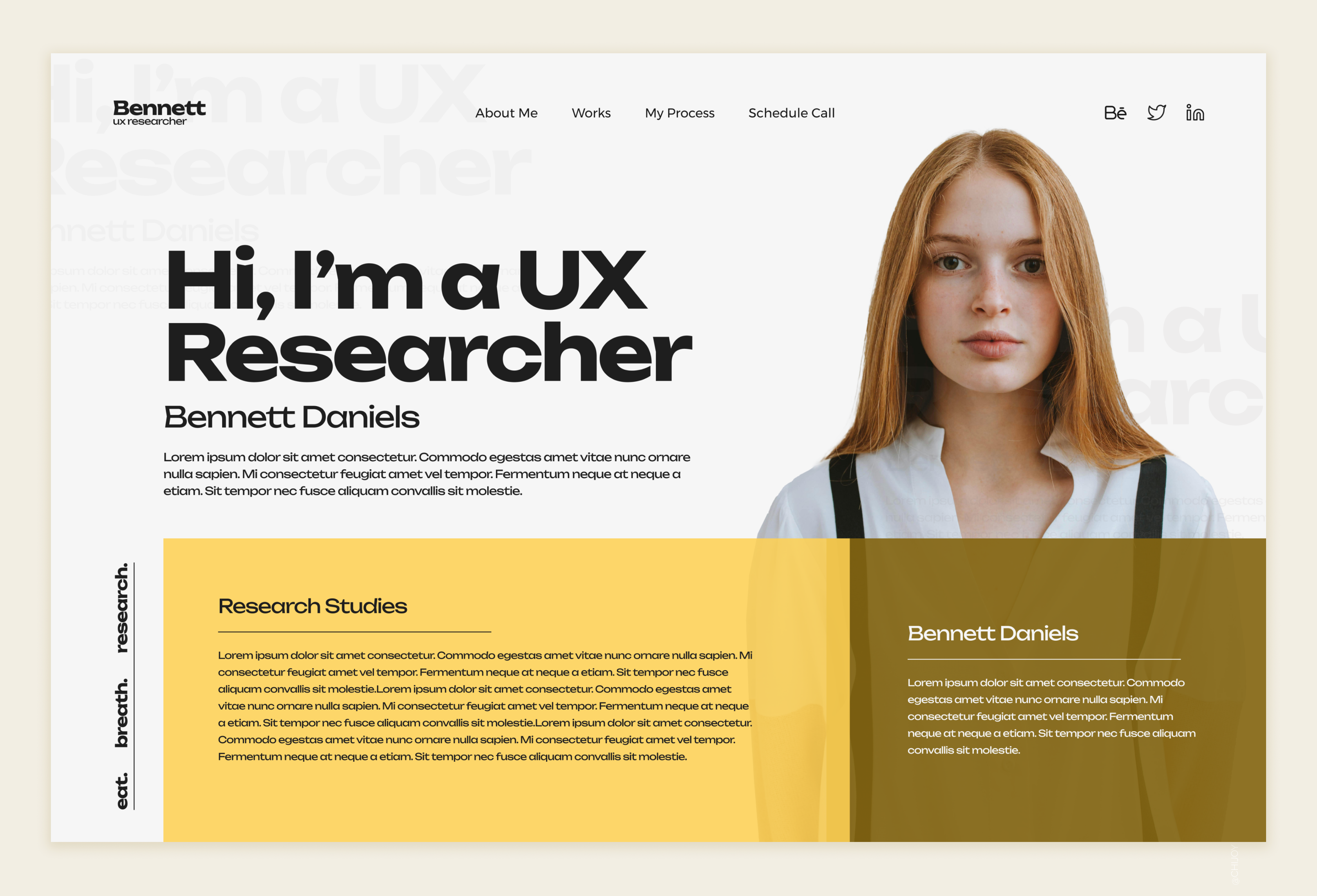 UX Researcher Portfolio - Hero Section design portfolio figma framer hero section landing page portfolio researcher researcher portfolio ui ui design uiux user interface ux researcher website design