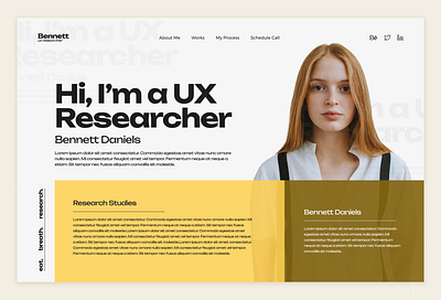 UX Researcher Portfolio - Hero Section design portfolio hero section landing page portfolio ui ui design uiux user interface ux researcher website design