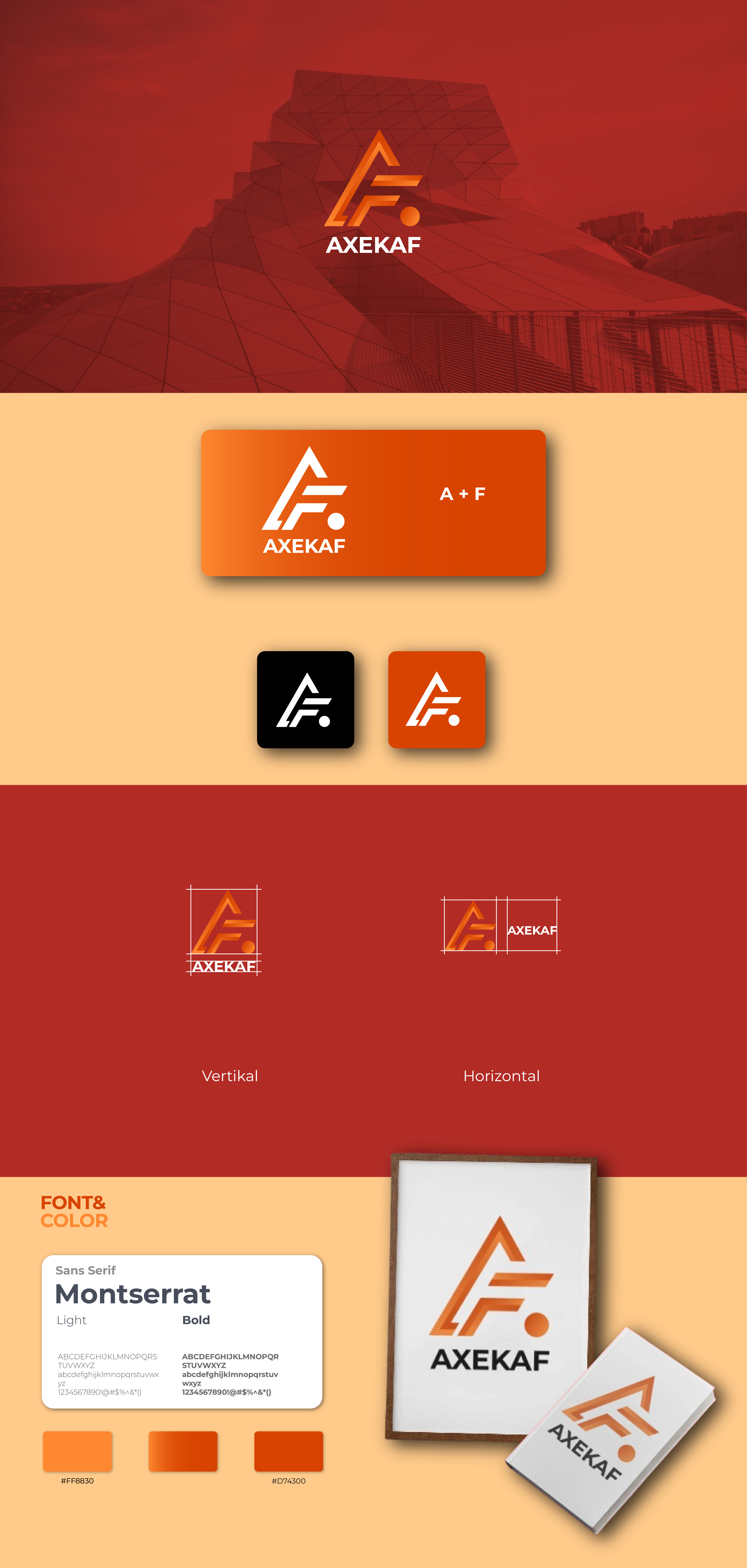 construction logo design custom logo design skin care - AXEKAF