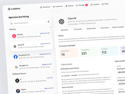 Lawkers - Job Vacancy Dashboard Overview clean dashboard dashboard job vacancies job vacancy dashboard jobs jobs dashboard locker locker dashboard uiux web design