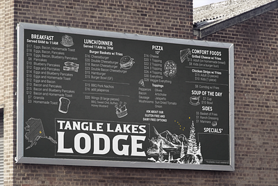 Tangle Lakes Lodge Menu alaska board chalk chalkboard design graphic design lakes lodge menu restaurant sign tangle