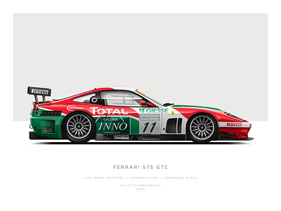 Ferrari 575 GTC 575 branding bucket clean design ferrari flat illustration lemans slick vector