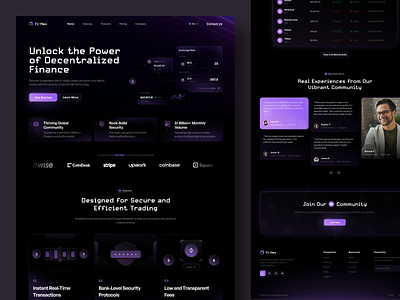 Fi-Nex - Cryptocurrency Website blockchain business crypto cryptocurrency dark finance landing page platform saas technology ui uiux web design website