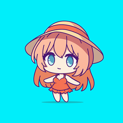 A cute chibi girl animation anime cartoon character chibi design girl graphic design icon illustration logo mascot