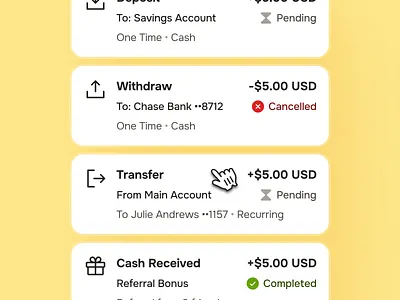 midasmind: AI Investing Roboadvisor App - Activity Card UIUX activity card activity ui clean deposit ui finance app finance ui kit investing app investment app investment ui kit minimal modern orange robo advisor app roboadvisor app roboadvisor ui soft transaction ui transfer ui withdarw ui yellow