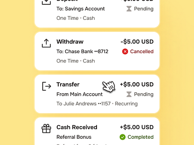 midasmind: AI Investing Roboadvisor App - Activity Card UIUX activity card activity ui clean deposit ui finance app finance ui kit investing app investment app investment ui kit minimal modern orange robo advisor app roboadvisor app roboadvisor ui soft transaction ui transfer ui withdarw ui yellow