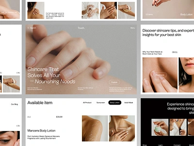 Touch - Skincare Landing Page beauty clean design layout minimalism product design skin skincare swiss swiss design ui ui design