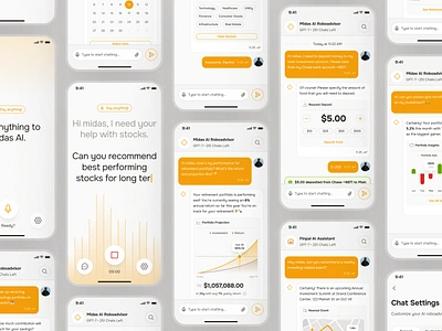 midasmind: AI Investing Roboadvisor App - Finance Companion UIUX chat ui chatbot ui clean finance assistant finance assistant app finance chatbot app finance companion app finance ui kit investing ui kit investment app minimal modern robo advisor app robo advisor ui roboadvisor app roboadvisor ui simple soft voice recording ui voice ui