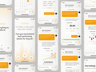 midasmind: AI Investing Roboadvisor App - Finance Companion UIUX chat ui chatbot ui clean finance assistant finance assistant app finance chatbot app finance companion app finance ui kit investing ui kit investment app minimal modern robo advisor app robo advisor ui roboadvisor app roboadvisor ui simple soft voice recording ui voice ui