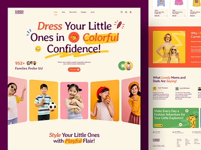 Crayon Curves : Kids Clothing Brand - Landing Page Website branding clothing colorful cute design design agency fashion fun graphic design homepage illustration kids fashion landingpage ui ui ux ux visual branding web design website website design