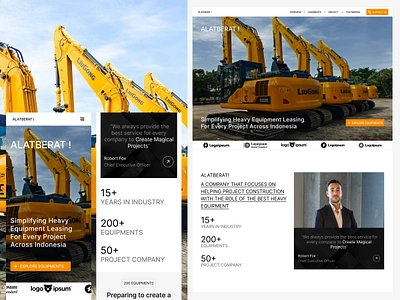 ALATBERAT ! bulldozer clean design company company profile construction design equipments excavator exploration framer graphic design landing page machinery responsive simple design tractor ui uidesign uiuxdesign web design