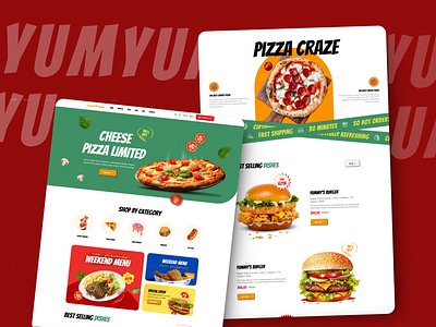 Fast Food Restaurant Website Design beef branding burger ecommerce fast food food healthy homepage landing pizza restaurant sandwich ui design uxui web web design