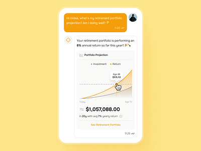 midasmind: AI Investing Roboadvisor App - Portfolio Projection chat chat bubble chat component chat ui chatbot ui clean finance assistant finance chatbot app finance companion finance ui kit investing app investing ui kit investment app minimal modern orange robo advisor app roboadvisor app simple yellow