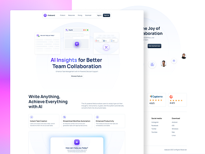 Klaboard - Product Page (AI Features) ai ai platform ai tools artificial intelligence branding chat gpt clean design collaboration design landingpage layout management minimalist product page productivity task management teamwork uidesign uxdesign website