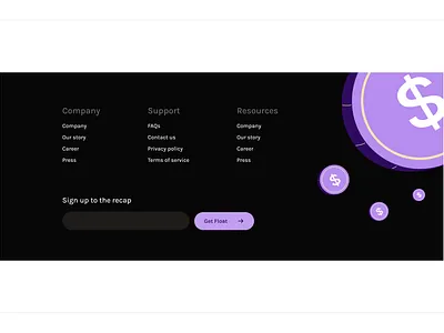 Footer exploration for Float design footer ui ux web design website
